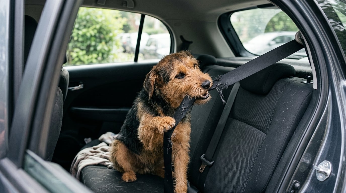 Repair seat belt chewed by a dog
